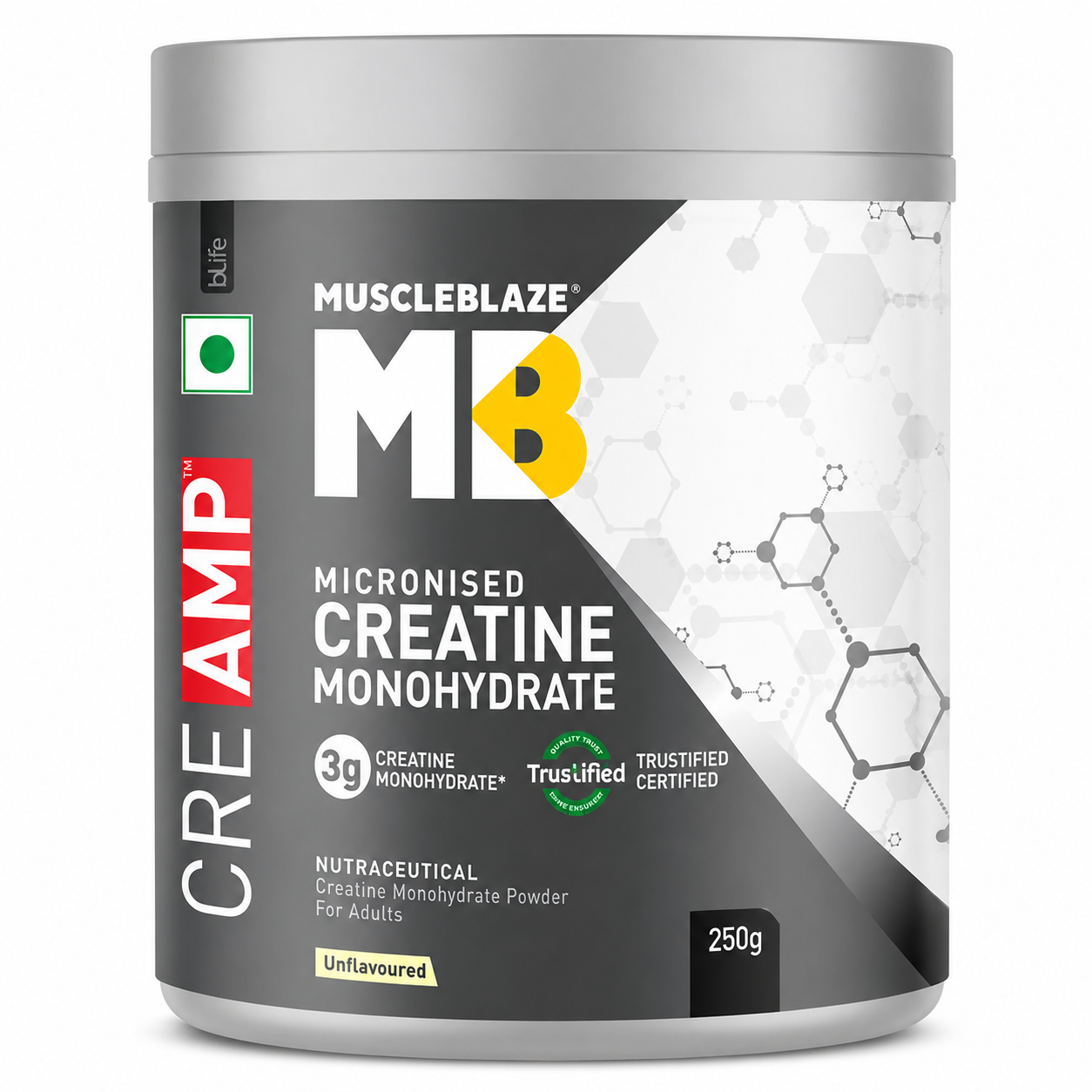MuscleBlaze Micronised Creatine Monohydrate (Unflavoured) – 250g