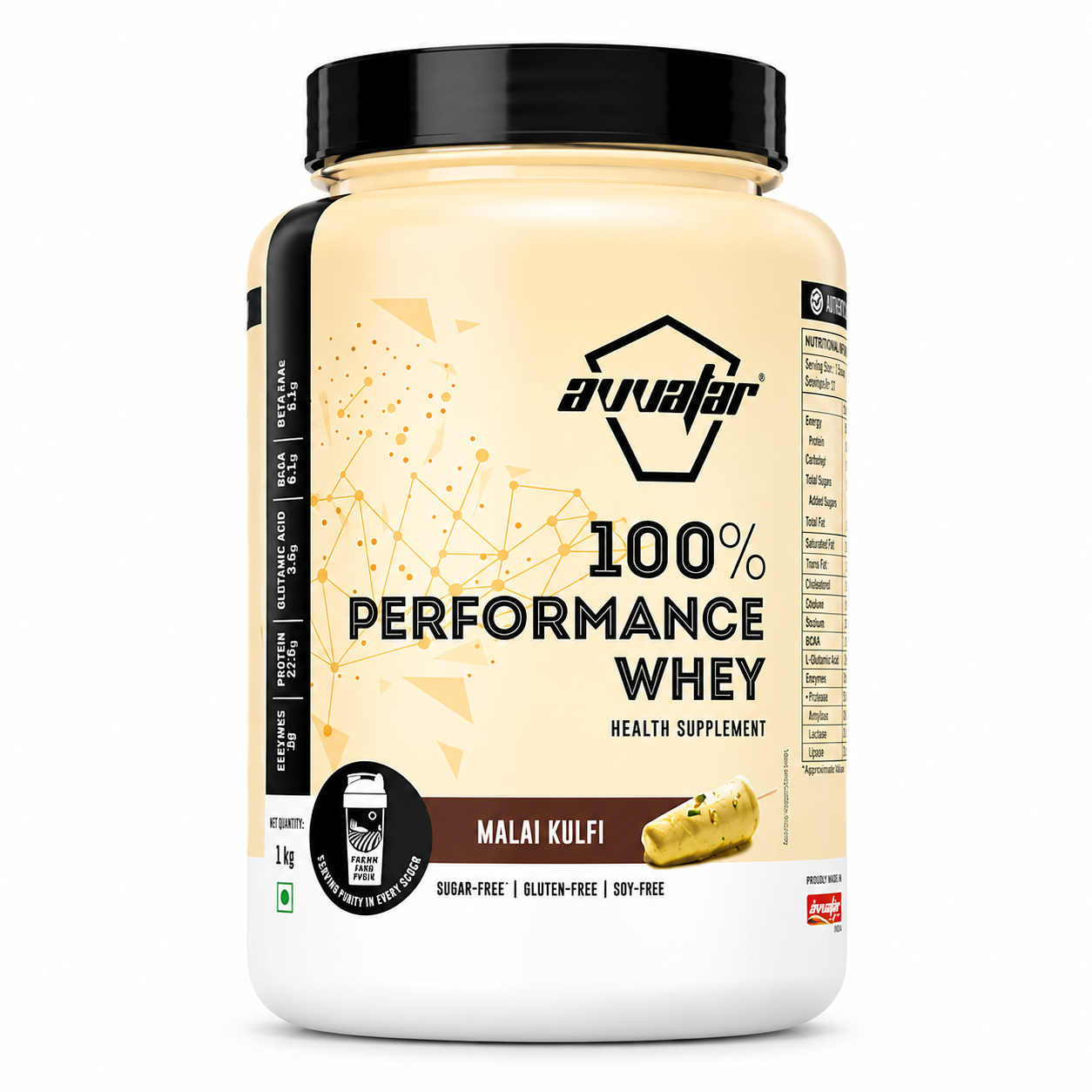 Avvatar 100% Performance Whey Protein – Malai Kulfi | 1kg