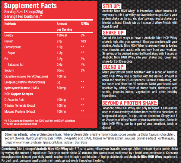 Anabolic Muscle Nitro HGH Whey 2.5kg 71 servings