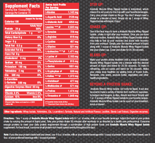 Anabolic Muscle Whey Ripped Isolate 75 servings Chocolate Flavour