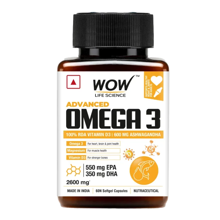 Wow Advanced Omega 3 – ( 2600 mg ) Powered By Ashwagandha, Vitamin D & Magnesium – 60N