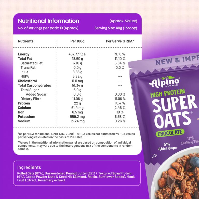 Alpino High Protein Super Rolled Oats Chocolate 2.5kg ( Free Delivery )