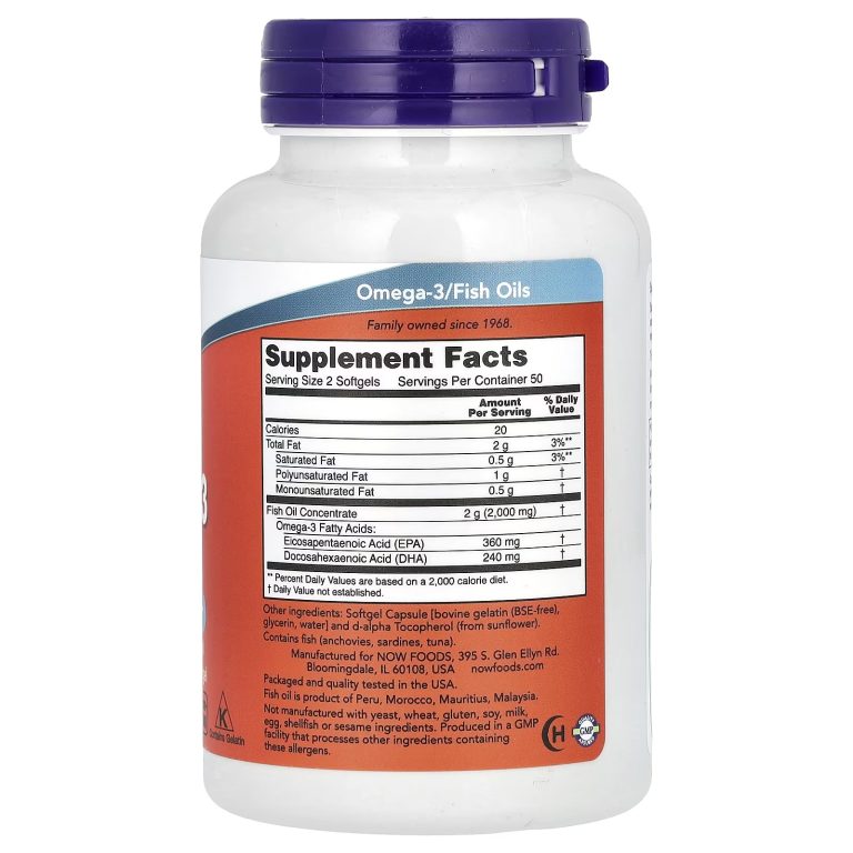 Now Omega-3 Fish Oil, 1000 mg, 100 caps exp 2026 mpn importer