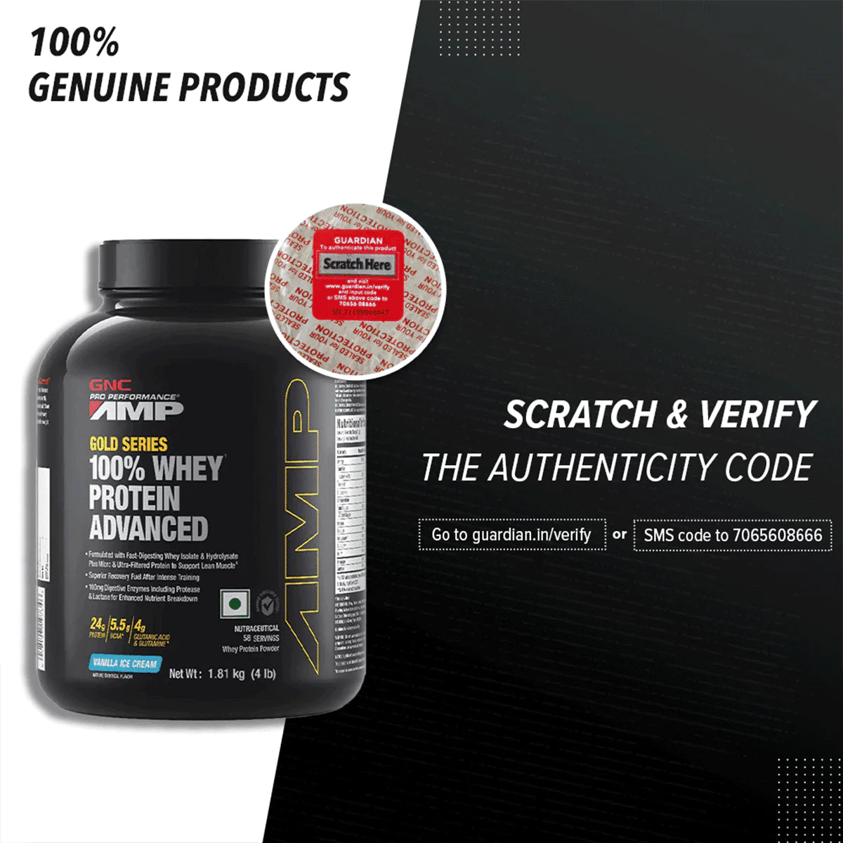 GNC Amp Gold Series 100% Whey Protein Advanced, 4 lbs pack