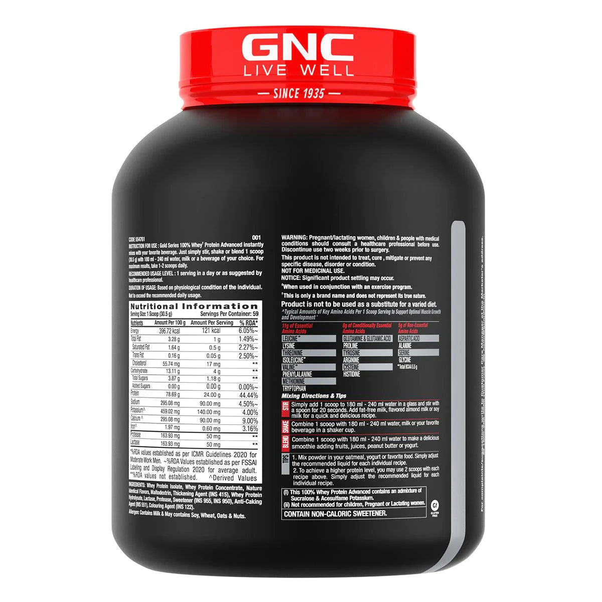 GNC Amp Gold Series 100% Whey Protein Advanced, 4 lbs pack