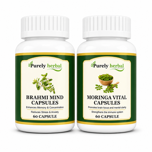 Purely Herbal Brahmi Mind & Moringa Vital Capsules Combo
