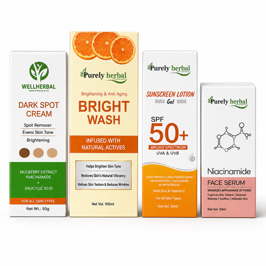 Purely Herbal Complete Skincare Combo – Brightening, Spot Care & SPF 50+ Protection