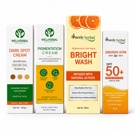 Purely Herbal - Face Kit(Pigmentation, Darkspot, Uvshield, bright wash)