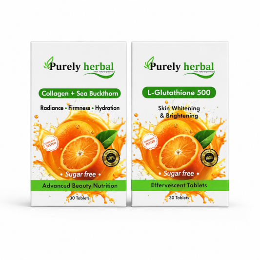 Purely Herbal Beauty Wellness Combo – Collagen + Sea Buckthorn & L-Glutathione 500