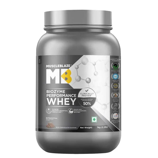 MuscleBlaze Biozyme Performance Whey, 1 kg Box pack (2.2 lb)