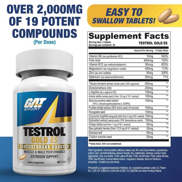 GAT SPORT Testrol Gold ES – 60 Tablet with scan code