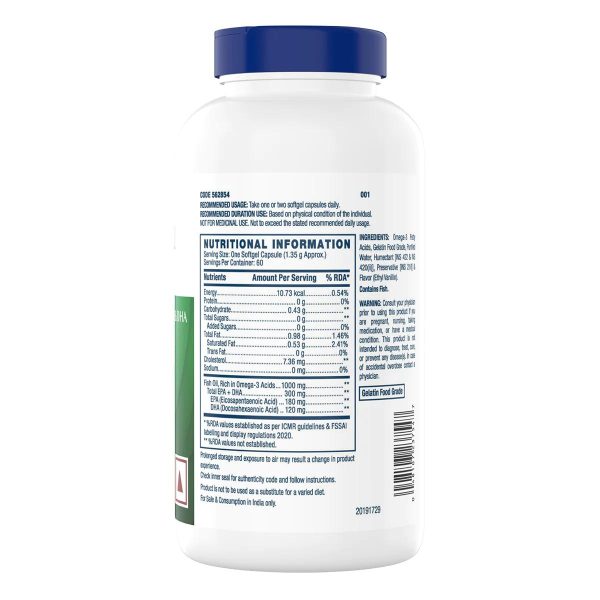 GNC Fish Body Oil – Omega 3 Capsules – 1000 mg