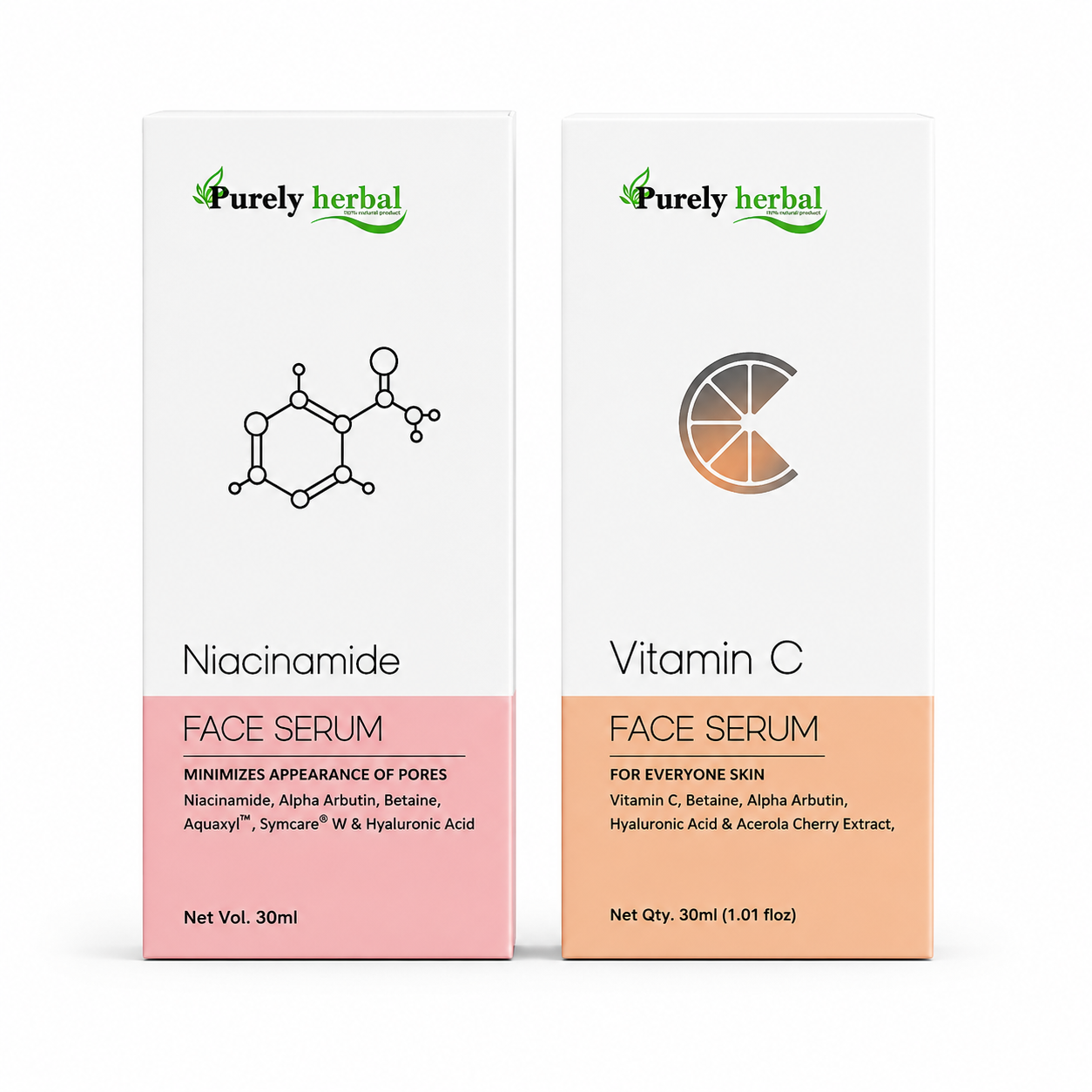 Purely Herbal Niacinamide + Vitamin C Face Serum Combo (30ml x 2)