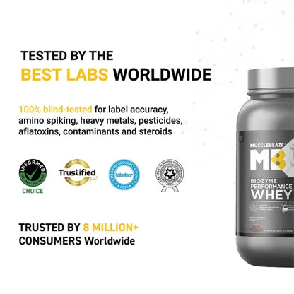 MuscleBlaze Biozyme Performance Whey, 1 kg Box pack (2.2 lb)