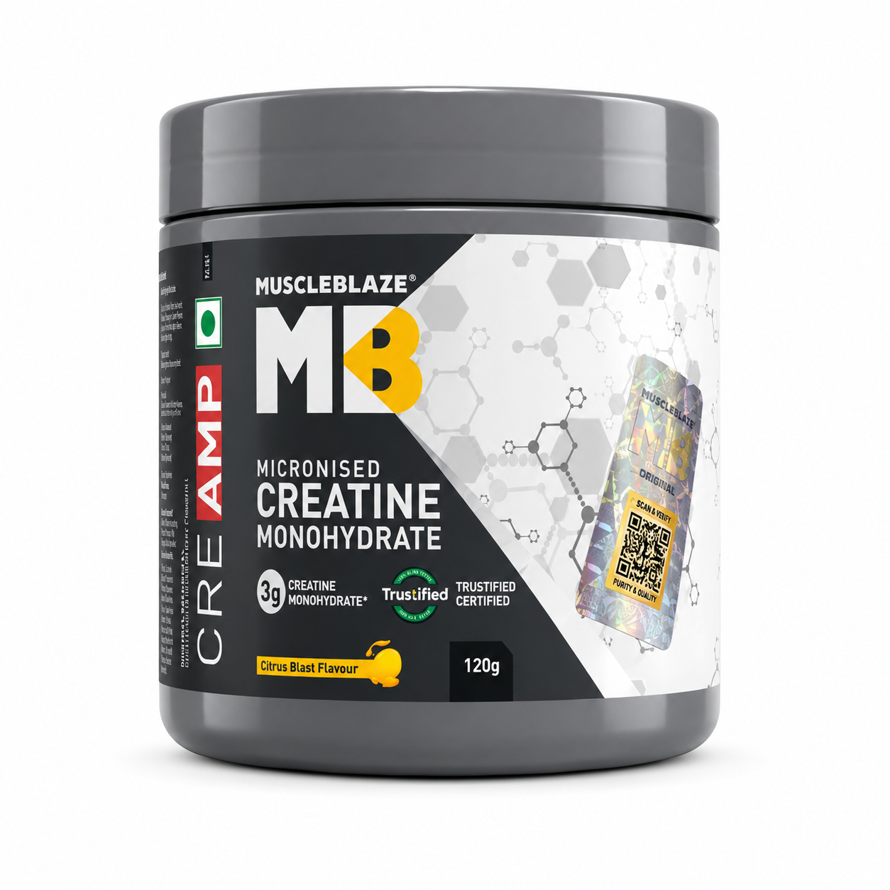 MuscleBlaze Micronised Creatine Monohydrate – Citrus Blast | 120g