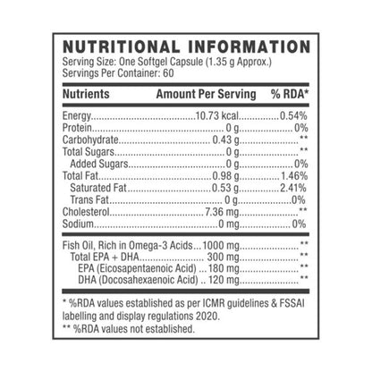 GNC Fish Body Oil – Omega 3 Capsules – 1000 mg