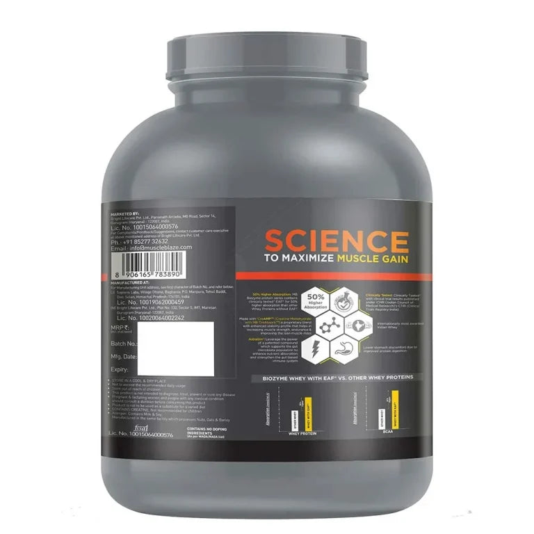 MuscleBlaze Biozyme Whey PR, 2 kg Chocolate Flavor (4.4 lb)