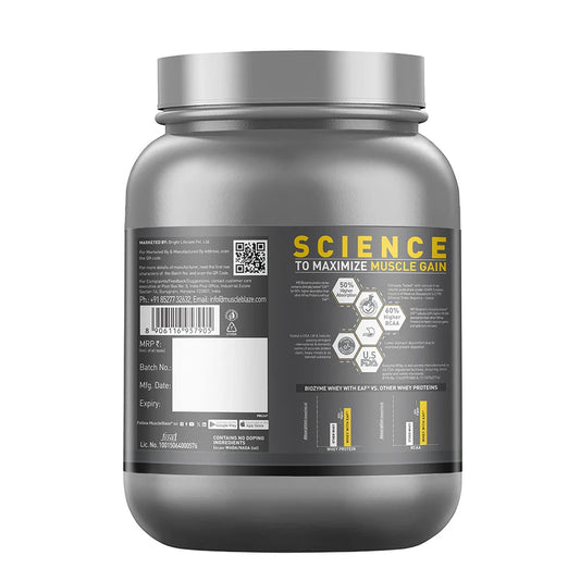 MuscleBlaze Biozyme Performance Whey, 750 g (1.65 lb)