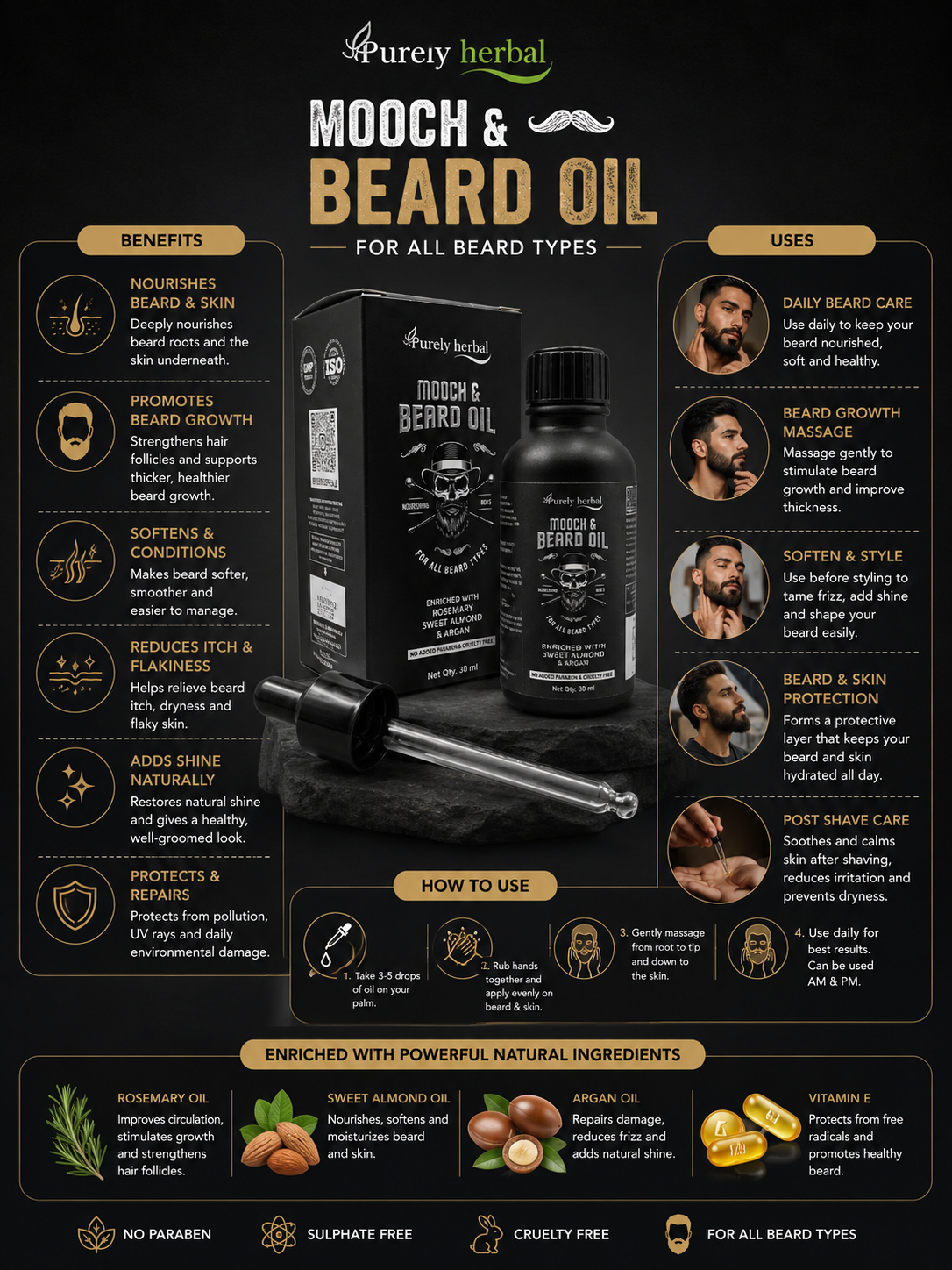 Purely Herbal Mooch & Beard Oil (30ml)