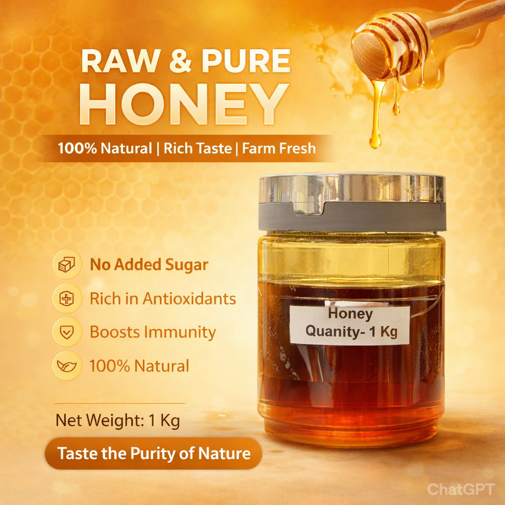 Raw & Pure Honey – 100% Natural, Farm Fresh (1 Kg)