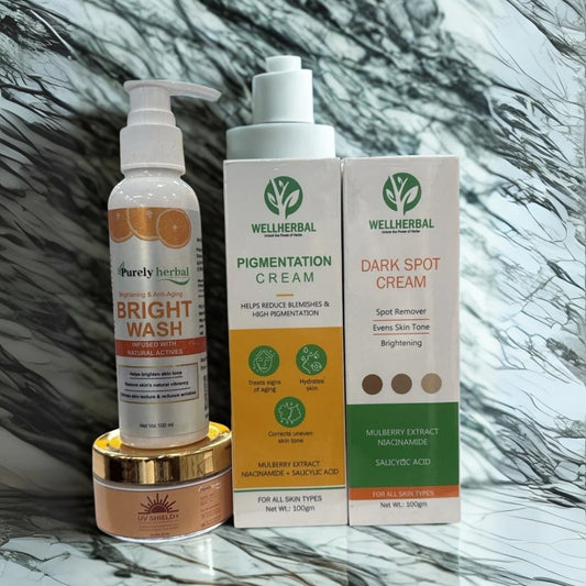 Purely Herbal - Face Kit(Pigmentation, Darkspot, Uvshield, bright wash)