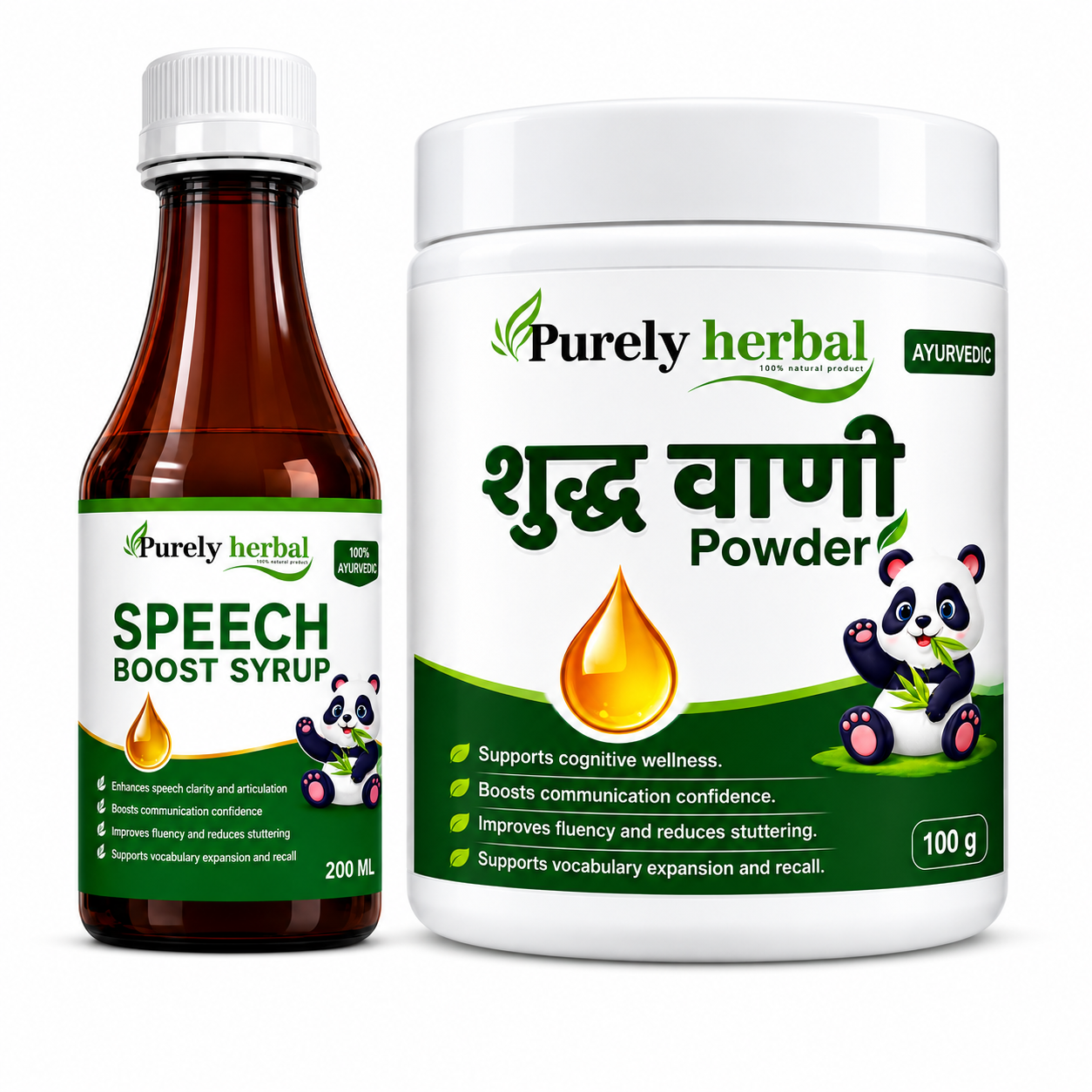Purely Herbal Speech Boost Combo – Syrup & Shuddh Vaani Powder