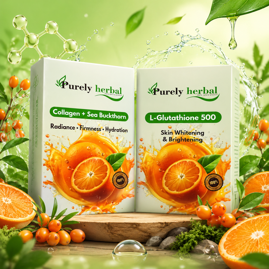 Purely Herbal Beauty Wellness Combo – Collagen + Sea Buckthorn & L-Glutathione 500