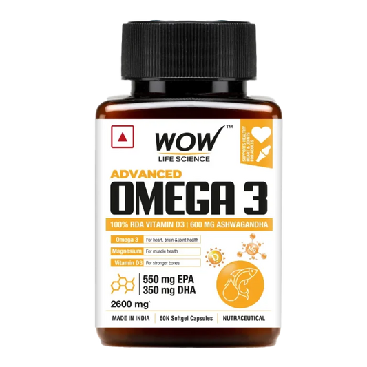 Wow Advanced Omega 3 – ( 2600 mg ) Powered By Ashwagandha, Vitamin D & Magnesium – 60N