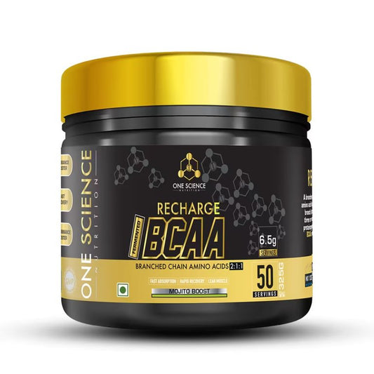 One Science Recharge BCAA | Intense Pre-Workout Drink 50 Servings