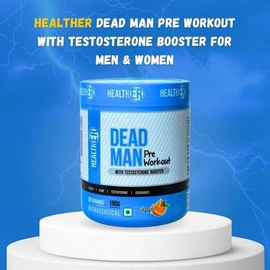 HealthER Dead Man Pre Workout with Testosterone Booster for Men & Women | For Extreme Pump, Intense Focus and High Energy