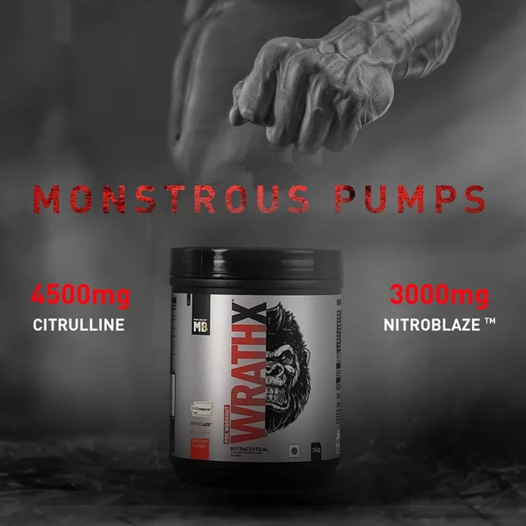 MuscleBlaze Pre Workout WrathX, 510 g