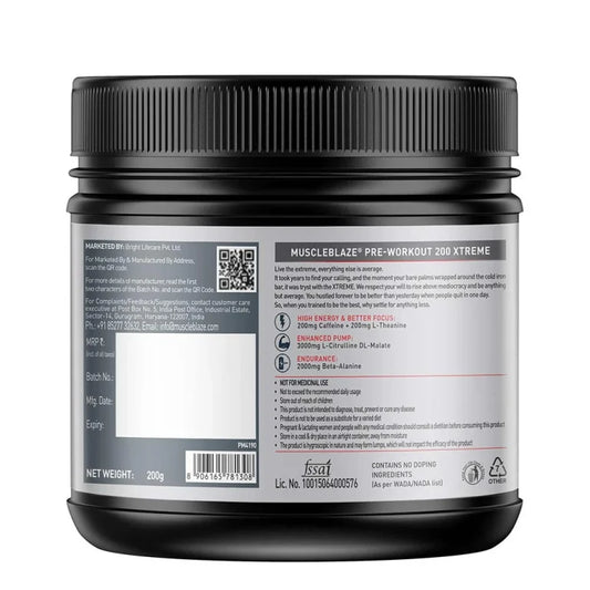 MuscleBlaze PRE Workout 200 Xtreme, 200 g