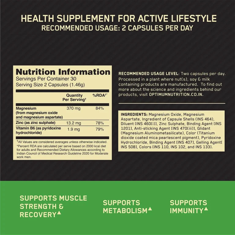 On Zinc Magnesium Aspartate (ZMA) – 60 Capsules