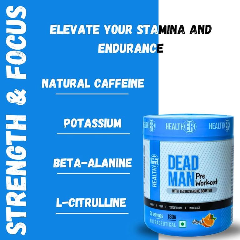 HealthER Dead Man Pre Workout with Testosterone Booster for Men & Women | For Extreme Pump, Intense Focus and High Energy