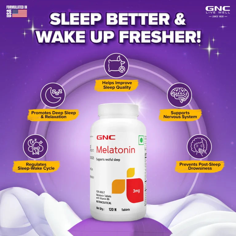 GNC Melatonin With Vitamin B6 For Sleep And Relax