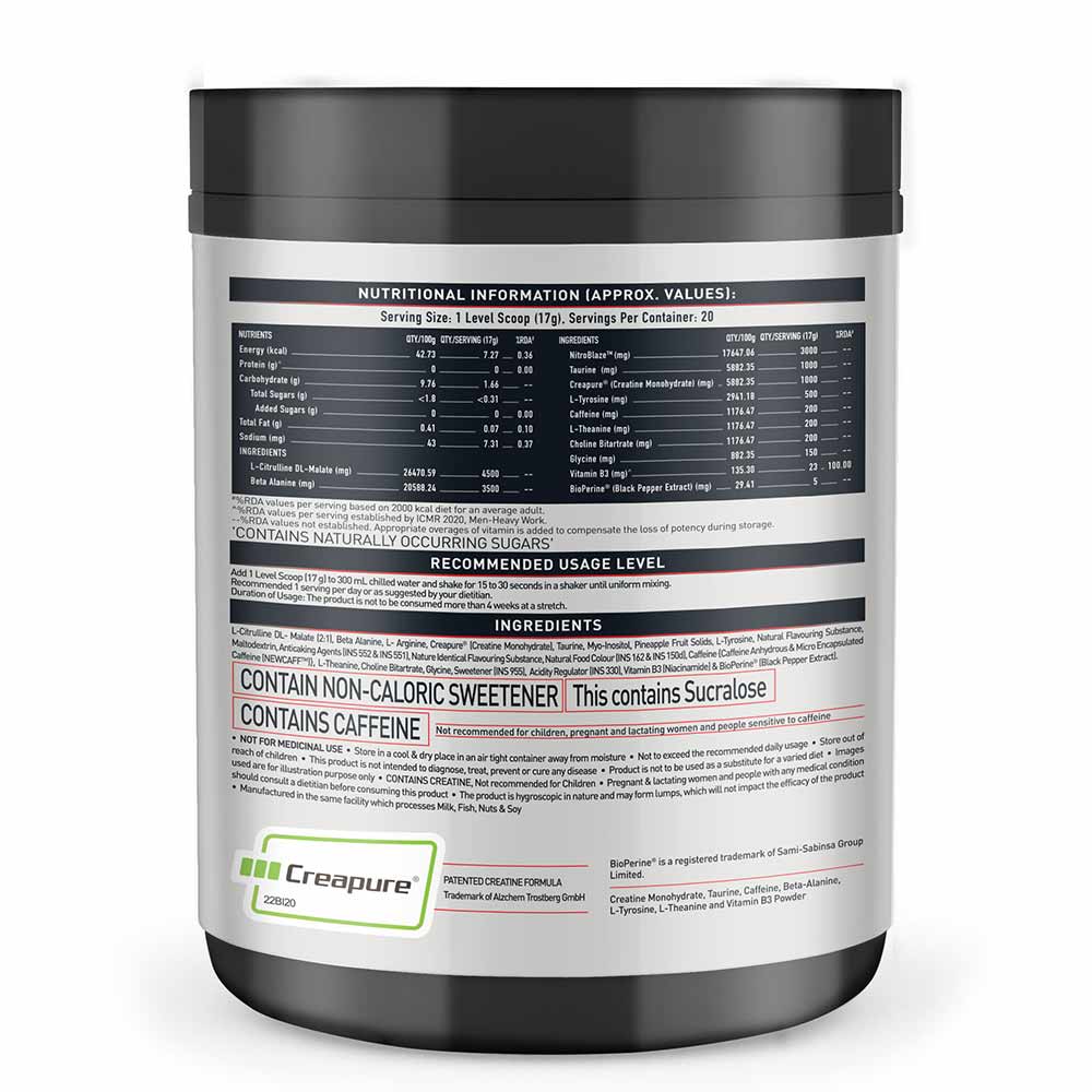 MuscleBlaze Pre Workout WrathX, 340 g