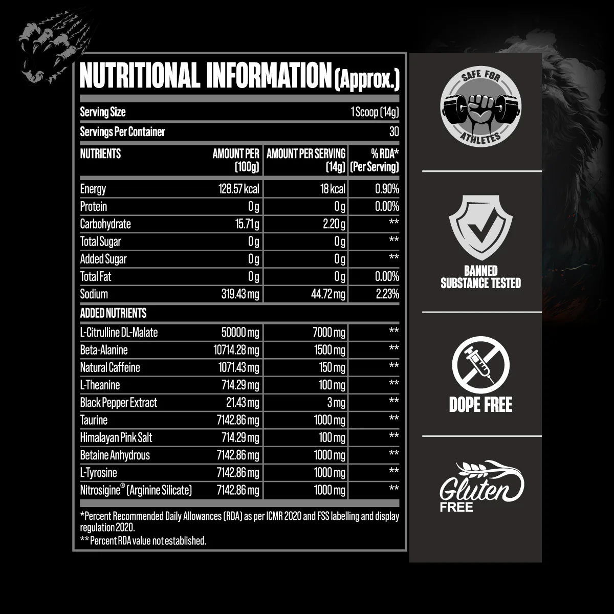 Big muscle Karnage Black pre workout 420gm