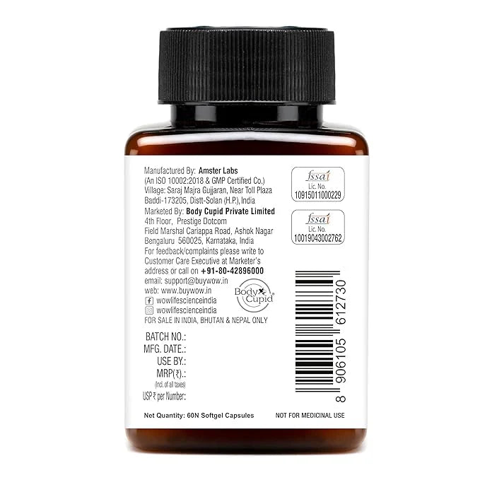 WOW Life Science Omega 3 Softgel Capsule – 1300 mg | EPA & DHA for Healthy Heart, Eyes & Joints – 60 Capsules Triple strength